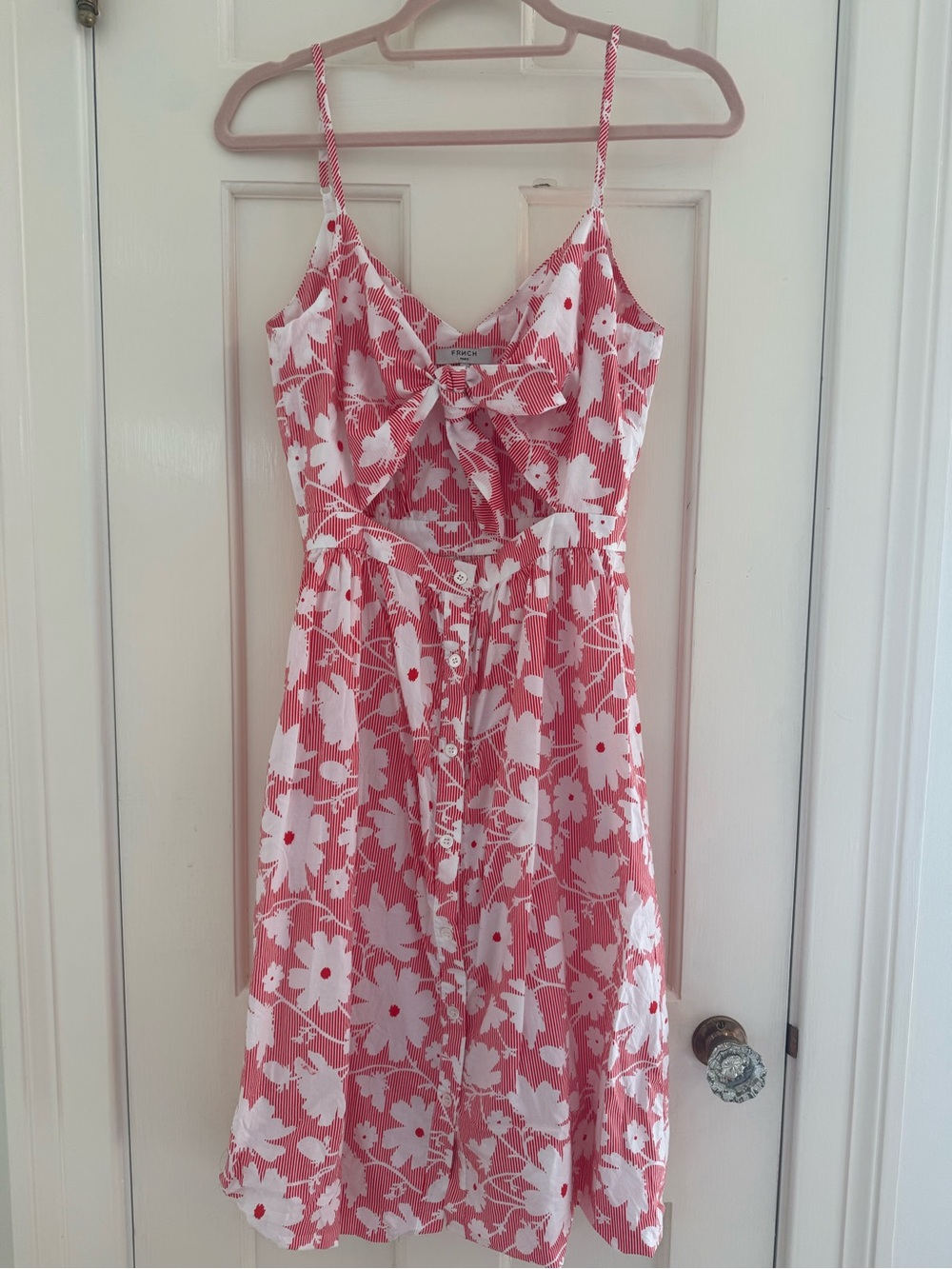 FRNCH Pink & White Floral Midi Slip Dress